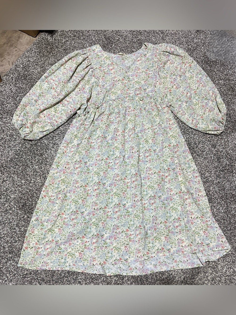 Ott Midi Dress Women's S Multi Colored Floral Flowy Boho Dress Lined Half Sleeve